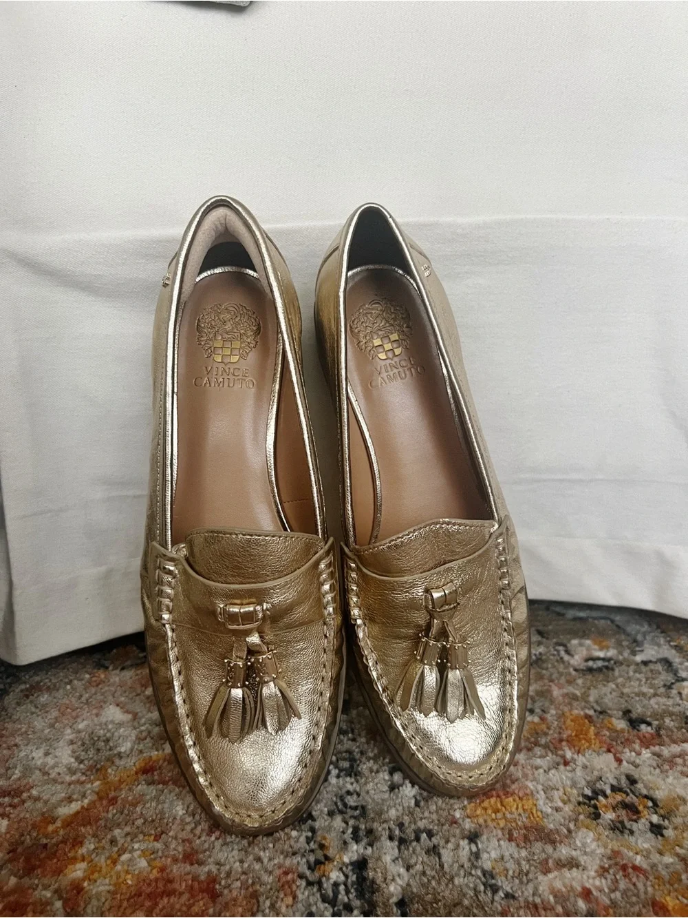 Vince Camuto Metallic Gold Tassel Loafers - Women's